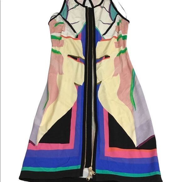 Roberto Cavalli Dress Front Zipper Detail Dress Multi Color Knee Length Size 44 - Picture 4 of 12